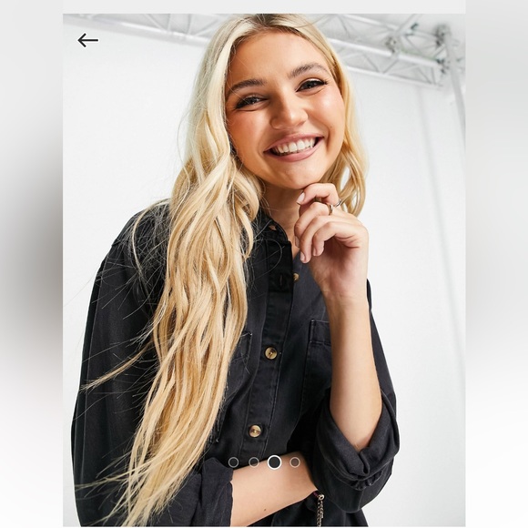 ASOS DESIGN soft denim oversized belted shirt dress in washed black - Picture 2 of 4